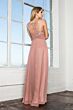 Elizabeth K GL2085 Ruched Waist Illusion Back Dress