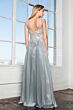 Elizabeth K GL2098 Sheer Neckline Lace Bodice Dress