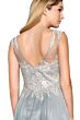 Elizabeth K GL2098 Sheer Neckline Lace Bodice Dress