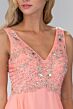 Elizabeth K GL2115 Embellished Bodice V-Neck Dress
