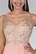 Elizabeth K GL2116 Embellished Top Illusion Back Dress
