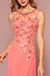 Elizabeth K GL2118 Front Slit Cutout Back Embellished Dress