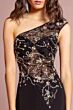 Elizabeth K GL2143 Floral Illusion Top One Shoulder Dress