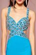 Elizabeth K GL2144 Slit Skirt Embellished Top X-Back Dress