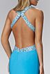 Elizabeth K GL2144 Slit Skirt Embellished Top X-Back Dress
