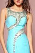Elizabeth K GL2146 Illusion Top Scoop Neck Embellished Dress
