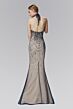 Elizabeth K GL2147 High Slit Tie Halter Embellished Dress