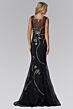 Elizabeth K GL2149 Illusion Neckline Beaded Embroidery Dress