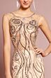 Elizabeth K GL2149 Illusion Neckline Beaded Embroidery Dress