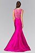 Elizabeth K GL2212 Illusion Back V-Neck Trumpet Dress
