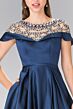 Elizabeth K GL2215 Embellished Neckline Sheer Back Dress