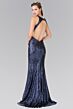 Elizabeth K GL2217 Cutout Neckline Exposed Back Sequin Dress