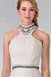 Elizabeth K GL2218 Floral Hem High Neck Dress