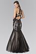 Elizabeth K GL2219 Illusion Back Lace Bodice Trumpet Dress