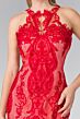 Elizabeth K GL2219 Illusion Back Lace Bodice Trumpet Dress