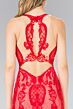 Elizabeth K GL2219 Illusion Back Lace Bodice Trumpet Dress