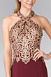 Elizabeth K GL2231 Halter Neckline Embroidered Top Dress