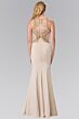 Elizabeth K GL2237 Embellished Top Illusion Back High Neck Dress
