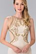 Elizabeth K GL2237 Embellished Top Illusion Back High Neck Dress