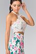 Elizabeth K GL2259 Halter Top Floral Print 2-Piece Dress