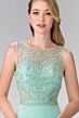 Elizabeth K GL2267 Embellished Top Illusion Back Dress