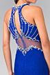 Elizabeth K GL2275 Illusion Waist Halter Neck Lace Dress