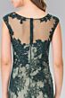 Elizabeth K GL2276 Sheer Neck Godet Skirt Lace Dress