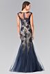 Elizabeth K GL2276 Sheer Neck Godet Skirt Lace Dress