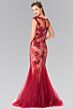 Elizabeth K GL2276 Sheer Neck Godet Skirt Lace Dress