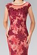 Elizabeth K GL2276 Sheer Neck Godet Skirt Lace Dress