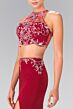 Elizabeth K GL2277 Cutout Back Halter Top 2 Piece Dress