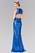 Elizabeth K GL2292 Illusion Cutouts Jewel Neck Sequin Dress