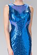 Elizabeth K GL2292 Illusion Cutouts Jewel Neck Sequin Dress