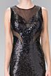 Elizabeth K GL2292 Illusion Cutouts Jewel Neck Sequin Dress