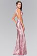 Elizabeth K GL2292 Illusion Cutouts Jewel Neck Sequin Dress