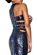 Elizabeth K GL2299 Side Cutouts Racerback Sequin Dress