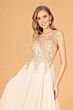 Elizabeth K GL2311 Embroidered Bodice A-Line Chiffon Dress