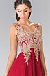 Elizabeth K GL2311 Embroidered Bodice A-Line Chiffon Dress