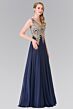 Elizabeth K GL2311 Embroidered Bodice A-Line Chiffon Dress