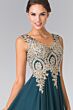 Elizabeth K GL2311 Embroidered Bodice A-Line Chiffon Dress