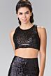 Elizabeth K GL2333 Racerback Mock Two Piece Sequin Dress