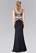 Elizabeth K GL2334 Sheer Waist Embroidered Top V-Neck Dress