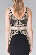Elizabeth K GL2334 Sheer Waist Embroidered Top V-Neck Dress