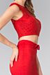 Elizabeth K GL2354 Lace Top Bow Waist Two Piece Dress