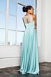 Elizabeth K GL2365 Sheer Back Notched Neckline Dress