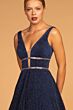 Elizabeth K GL2501 Double Belt Pleated Skirt Metallic Dress