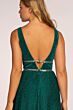Elizabeth K GL2501 Double Belt Pleated Skirt Metallic Dress