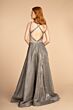 Elizabeth K GL2504 Strappy Back Plunging Neck Sparkly Dress