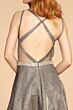 Elizabeth K GL2504 Strappy Back Plunging Neck Sparkly Dress