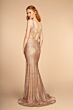 Elizabeth K GL2509 Strappy Bodice V-Neck Glitter Dress